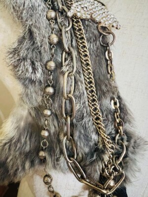 DIA d.i.a. Belt Fur Chain Butterfly Black Women's Accessories
