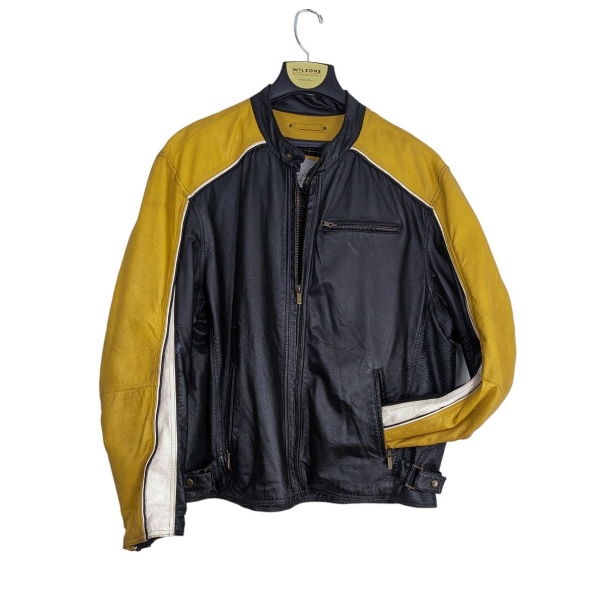 Vintage Wilsons Leather Jacket Motorcycle Racer Yellow Moto Vintage Wilsons Leather Jacket Motorcycle Racer Yellow Moto