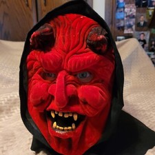 Devil Mask for Halloweeen Flocked, Hooded, Quality Mask. OSFA Looks so scary