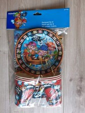 Kids Boys Pirate Party Set Bundle Cups Plates Napkins Tablecloth Holds 6