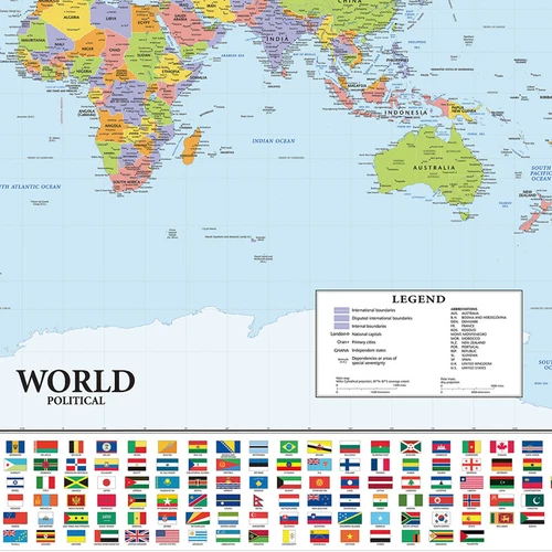 Map of the World with Country Flags Poster Giant Size 88x59" 48x32" Wall Prints - Picture 4 of 23