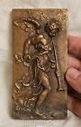Antique Bronze Brass Cherub Wall Relief Decorative Arts Plaque Rare
