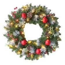 20-40cm Christmas Wreath with LED Fairy Light Door Hanging Home Decorations