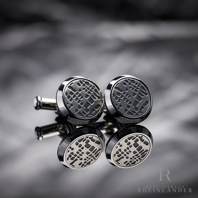 Montblanc Mens Jewellery Cufflinks Stainles Steel Black PVD Dot Pattern 126101