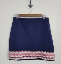 Vineyard Vines Navy Crepe Embroidered Hem skirt nwt size 16 38x18  119 retail