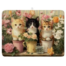Dish Drying Mat 18x24 Inch   Extra Absorbent Microfiber 18" x 24", Kitten