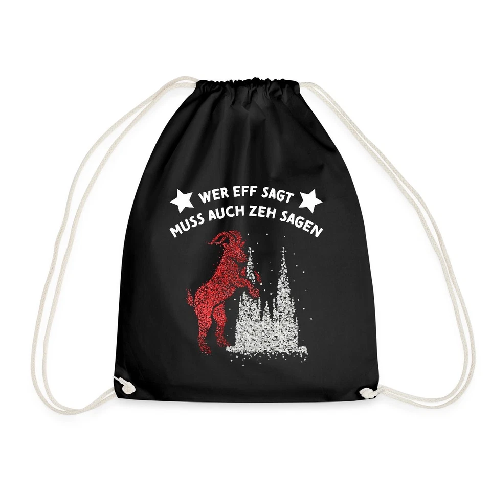Wer Eff Sagt Muss Auch Zeh Sagen Köln Fußball Turnbeutel, One size, Schwarz