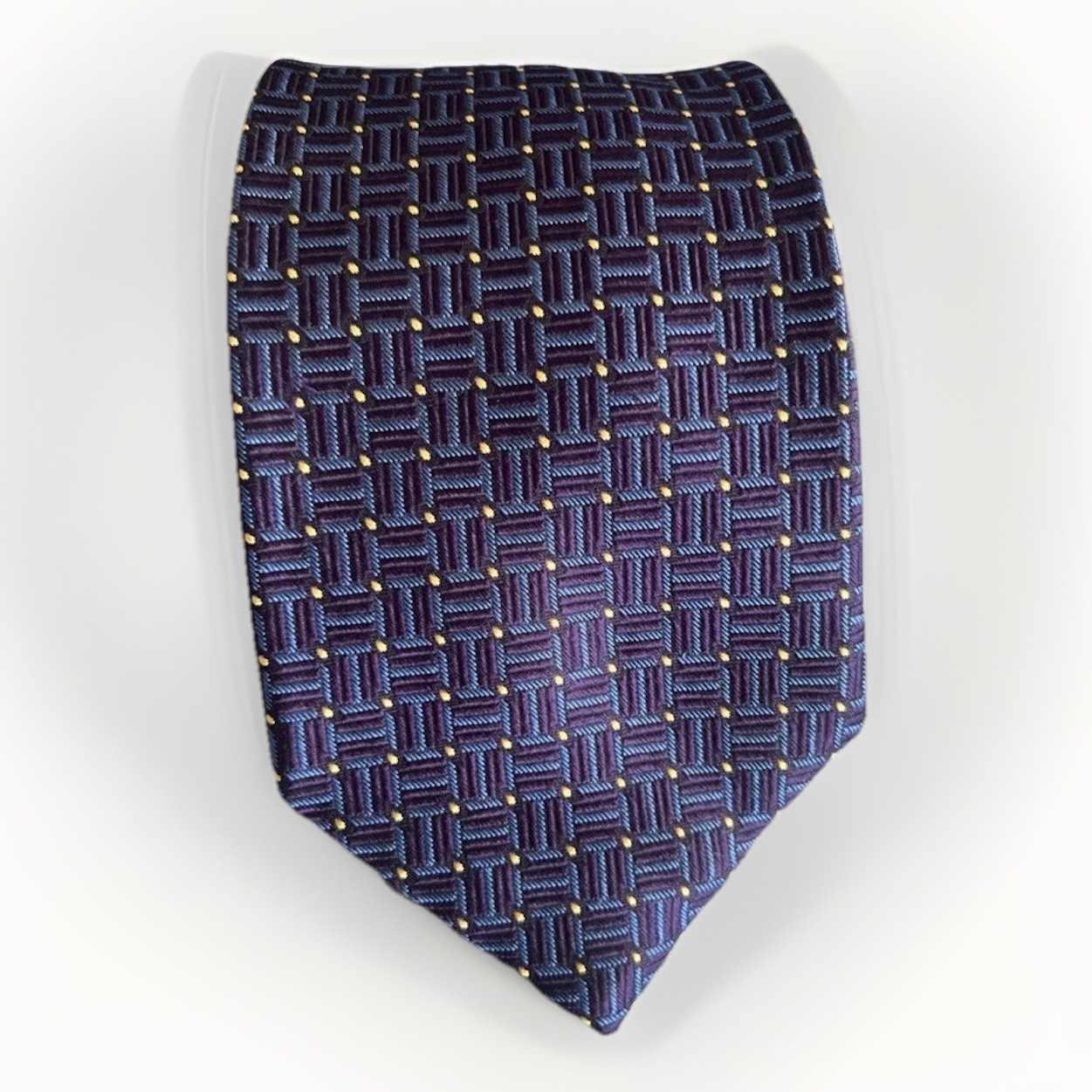 Brooks Brothers Makers Silk Tie Men's Formal Blue Gold Geometric Italy Classic