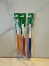 Lot Of 3 GUM Sunstar End-Tuft Toothbrush Orange Red Blue SKU 308 New  Sealed