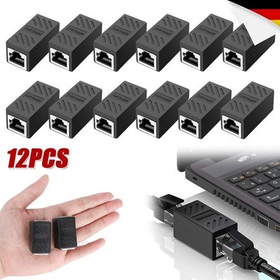12x RJ45 Verbinder Kupplung Verlängerung Adapter Cat6A LAN Ethernet Kabel Set