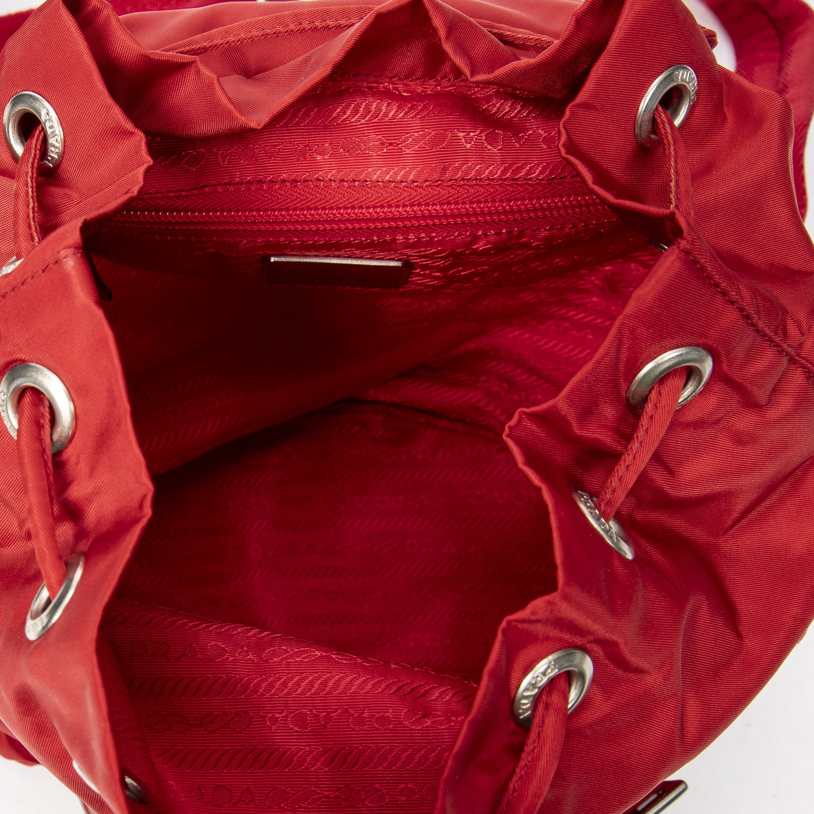 Prada Red Small Drawstring Backpack Backpack Nylo… - image 9