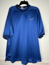 Nike Shirt Mens Large Blue Mesh Jersey 90s Gray Tag Swoosh Check Vintage Soccer