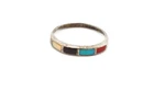 Vintage Sterling Silver 925 Turquoise Coral Mother Of Pearl Ring Size 6.5