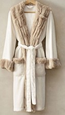 Pottery Barn Ruched Faux Fur Robe Champagne Medium