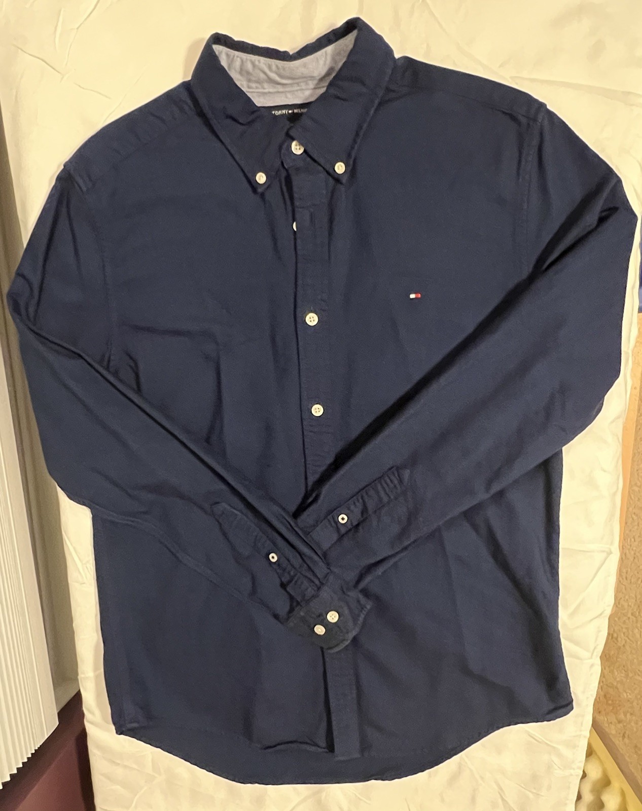 Tommy Hilfiger Navy Blue Long Sleeve Button-Up Shirt Men's Size M
