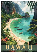 Hawaii - Old School Poster Style (Wandkalender 2026 DIN A4 hoch), CALVENDO Monat