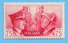 Francobollo Italia 1941 Hitler Mussolini Terzo Reich asse 75 centesimi epoca WW2 SC# 417