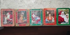 Lot/ Nabisco OREO Christmas Cookie Tins Metal Gift Storage Box Santa Graphic VTG