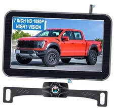 7-Inch Wireless Backup Camera for Truck - 2 Channel, DIY Grid Lines, HD 1080P, 