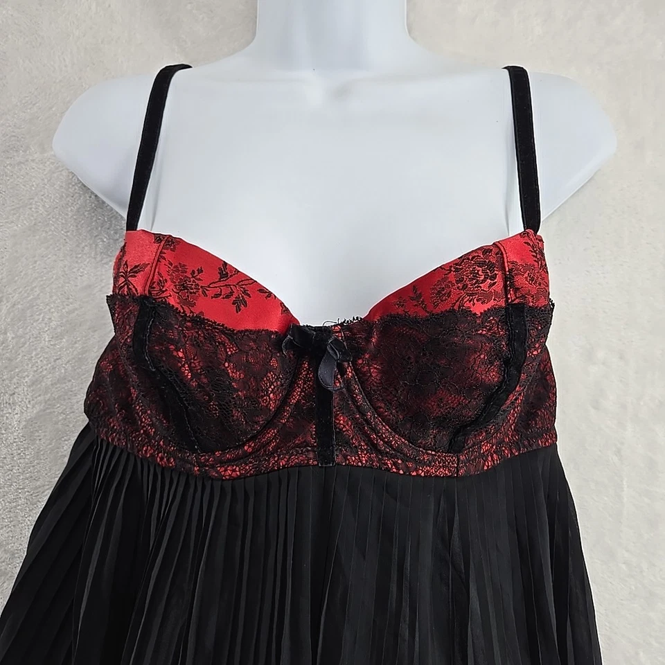 Y2K Babydoll Encaje Bustier L Rojo Negro Camisón Lencería Sexy Cami Gótico Bruja Foto 2 de 4