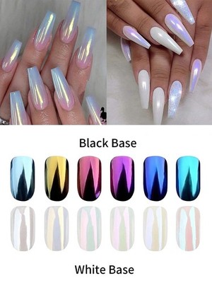 6 Chrom Glitzerpuder, Chrome Nail Powder, Spiegel Effekt Chrome Pigmente für 