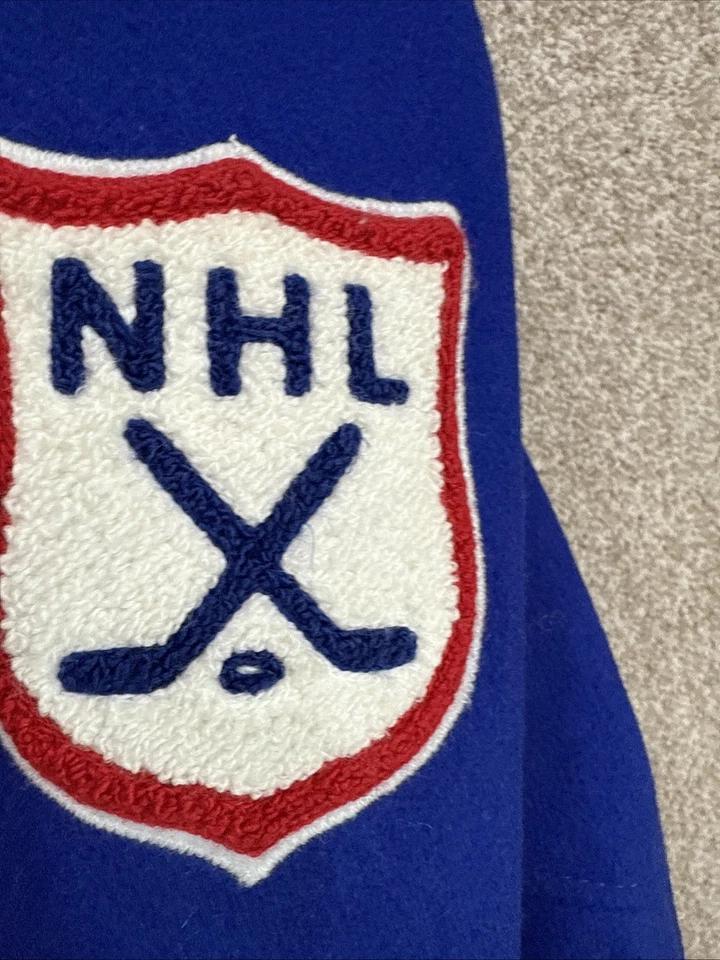 Chaqueta a presión de lana Mitchell & Ness NHL vintage de hockey para hombre 60 New York Rangers  Foto 2 de 4