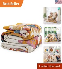 Reversible 100 Cotton Boho Throw Blanket - Cozy Floral Butterfly Design