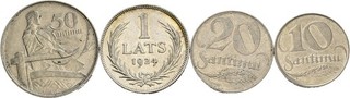 Künker: Lettland 10 Centimes bis 1 Lats 1922 1924 siehe Fotos
