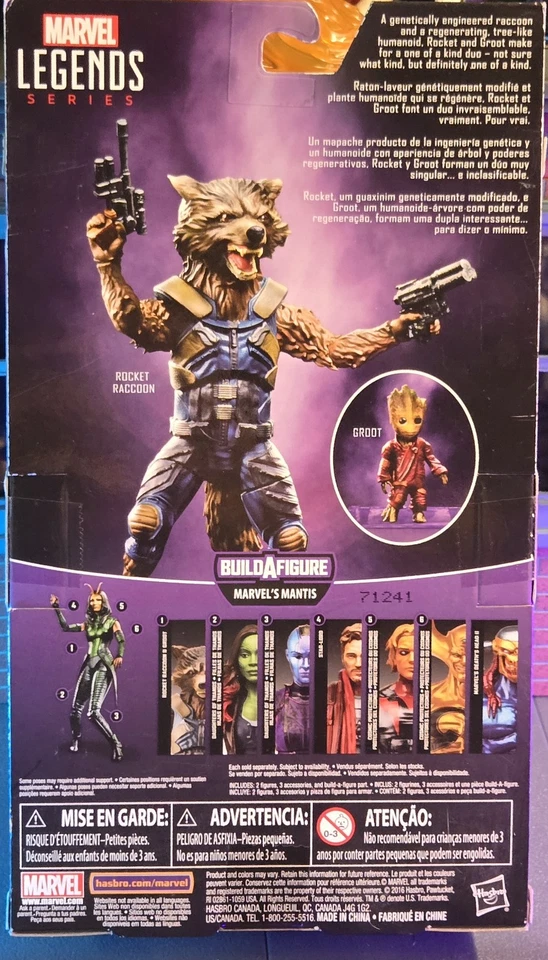 Marvel Legends Guardianes de la Galaxia Rocket Mapache y Mini Groot Mantis BAF Foto 3 de 3