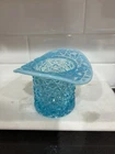 Vintage Fenton Blue Top Hat Daisy And Button Pattern 4”