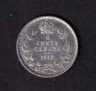 Canada 1912 5c Five Cent Silver Coin King George V .925 Silver
