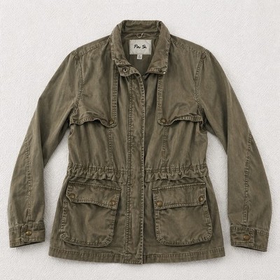 Per Se Women's Olive Green Utility Field Jacket Size L Drawstring Waist