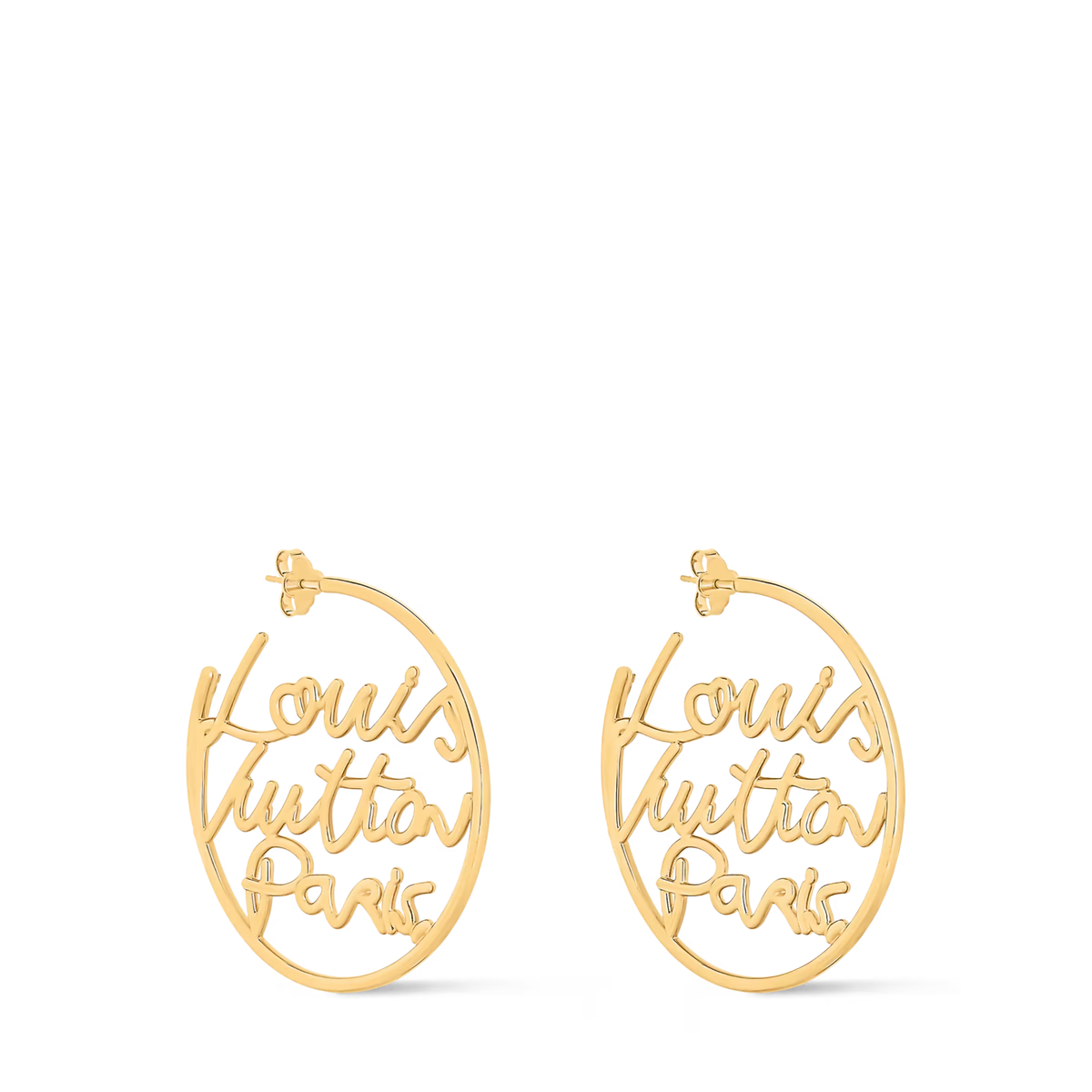 Louis Vuitton ロゴピアス NEW Louis Vuitton LV Script Pierced Earrings Gold M03239 Authentic