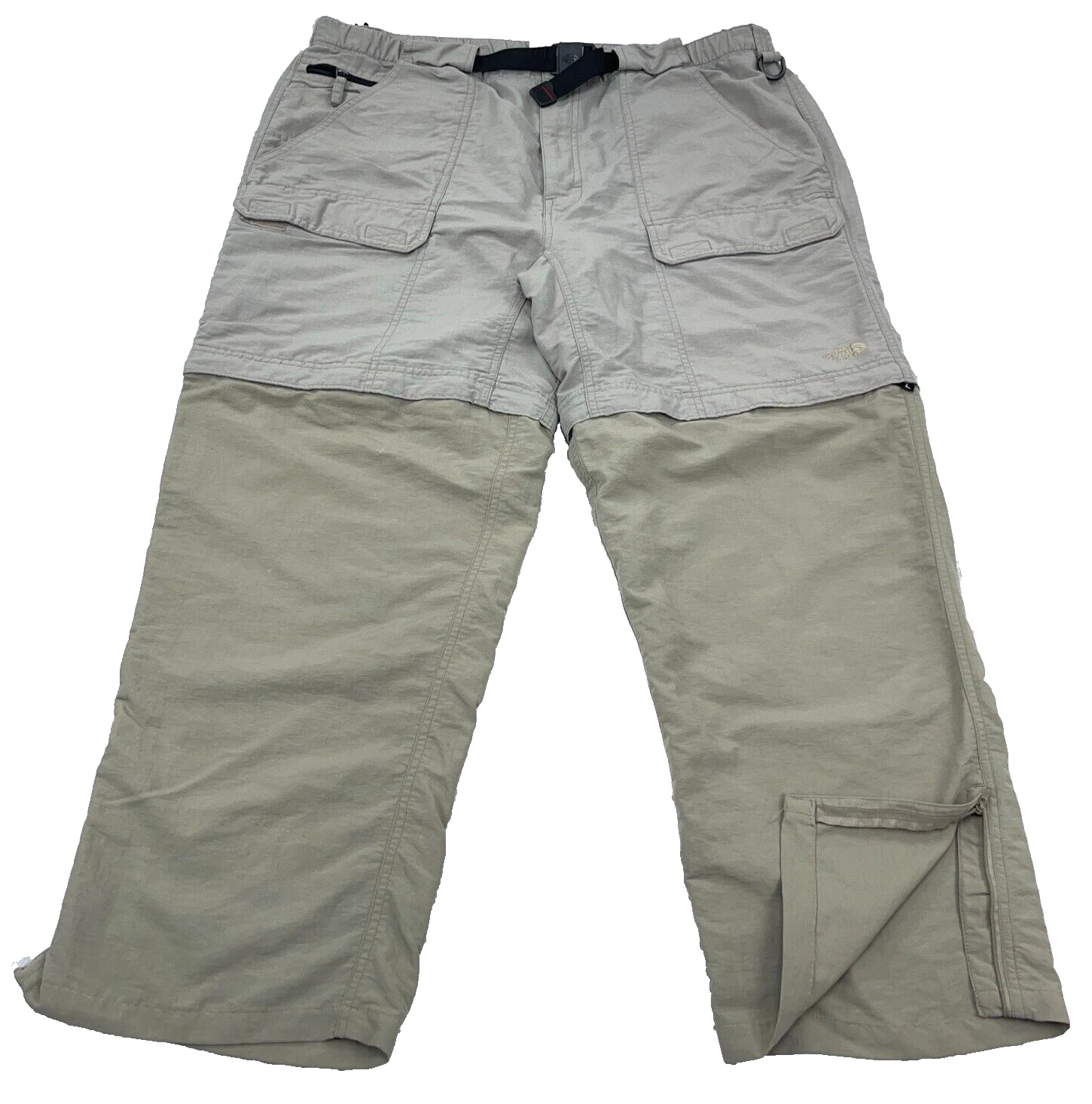 North Face Pants Men XL 38x28 Tan Gray Convertible Shorts Outdoors Hiking Nylon