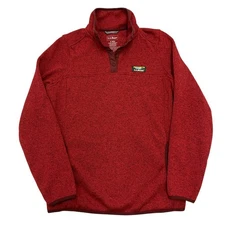 L.L. Bean Sweater Fleece Snap Pullover Red Womens S Outdoors Hiking