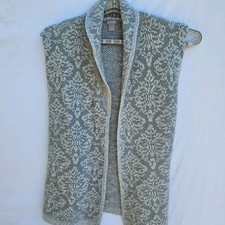 Chico  s Sleeveless Textured Open Front Vest Womens Size 1 MED Lagenlook