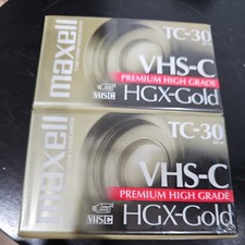 NIB Maxwell VHS-C TC-30 HGX-Gold Premium High Grade Video Tapes Sealed,2 Pack