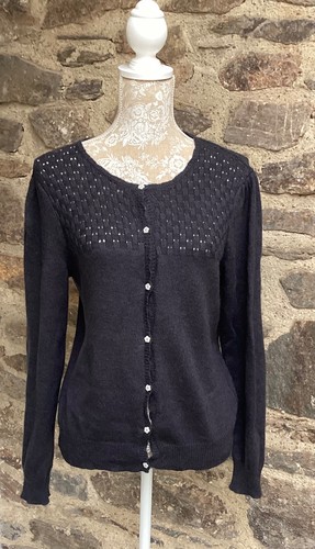 Mademoiselle R la redoute stunning charcoal cardigan top 14 16 womens alpaca - Picture 2 of 8