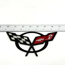 Chevrolet Corvette C5 Emblem Badge Logo Black Red Silver Flag Sports Car Parts