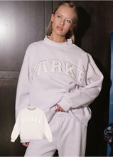 Parke Mock Neck Sweatshirt Women L/XL Lilac White NEW Varsity SOLD OUT