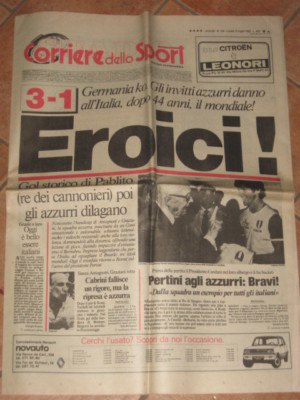 Journal Gazzetta Dello Sport Du 12 Juillet 1982 - Italie Championne Du Monde - Occasion