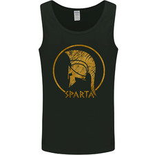 Gold Sparta Helmet Gym Bodybuilding Training Mens Vest Tank Top