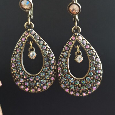Michal Negrin Earrings Sparkly Crystals Watermelon Aurora