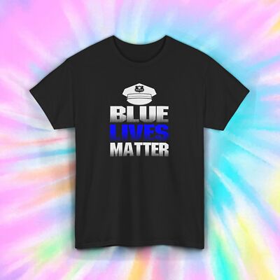 Blue Lives Matter Shirt Police Support Officer Hat Patriotic Tee S-5XL