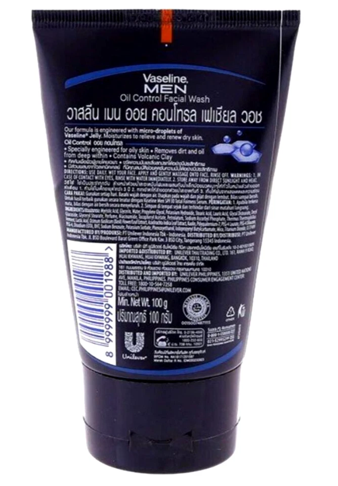 3Vaselina Lavado Hombres Aceite Control Facial Espuma 100g Elimina la Piel Facial Visiblemente Más Clara Foto 3 de 4