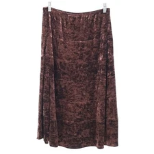 I.N. Studio Velvet Skirt Womens PL Brown Dark Academia Romantic Boho Retro 70s