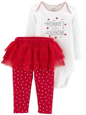 Carters Mommys Little Valentine Baby Outfit Bodysuit & Tutu Leggings - 3 Months