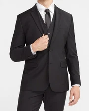 NEW EXPRESS $298 BLACK SLIM WOOL BLEND MODERN TECH SUIT JACKET SZ 42S