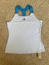 New Adidas Womens Aeroready Y-Tank Top Tennis Women's Size Small Easy Blue