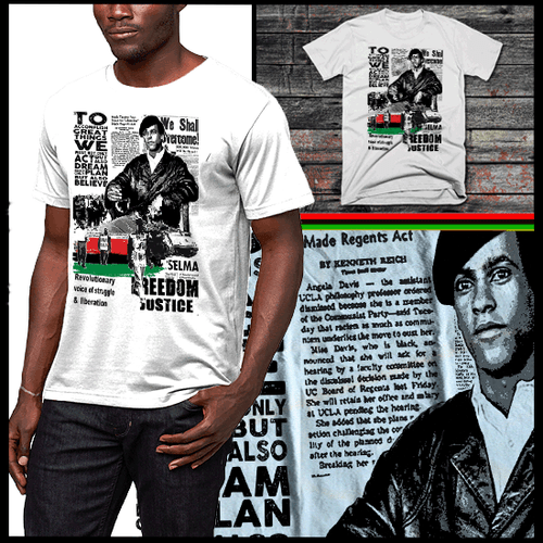 Black History Freedom T-Shirt, Huey P Newton, M Garvey, Malcolm X, Angela Davis  - Bild 1 von 2